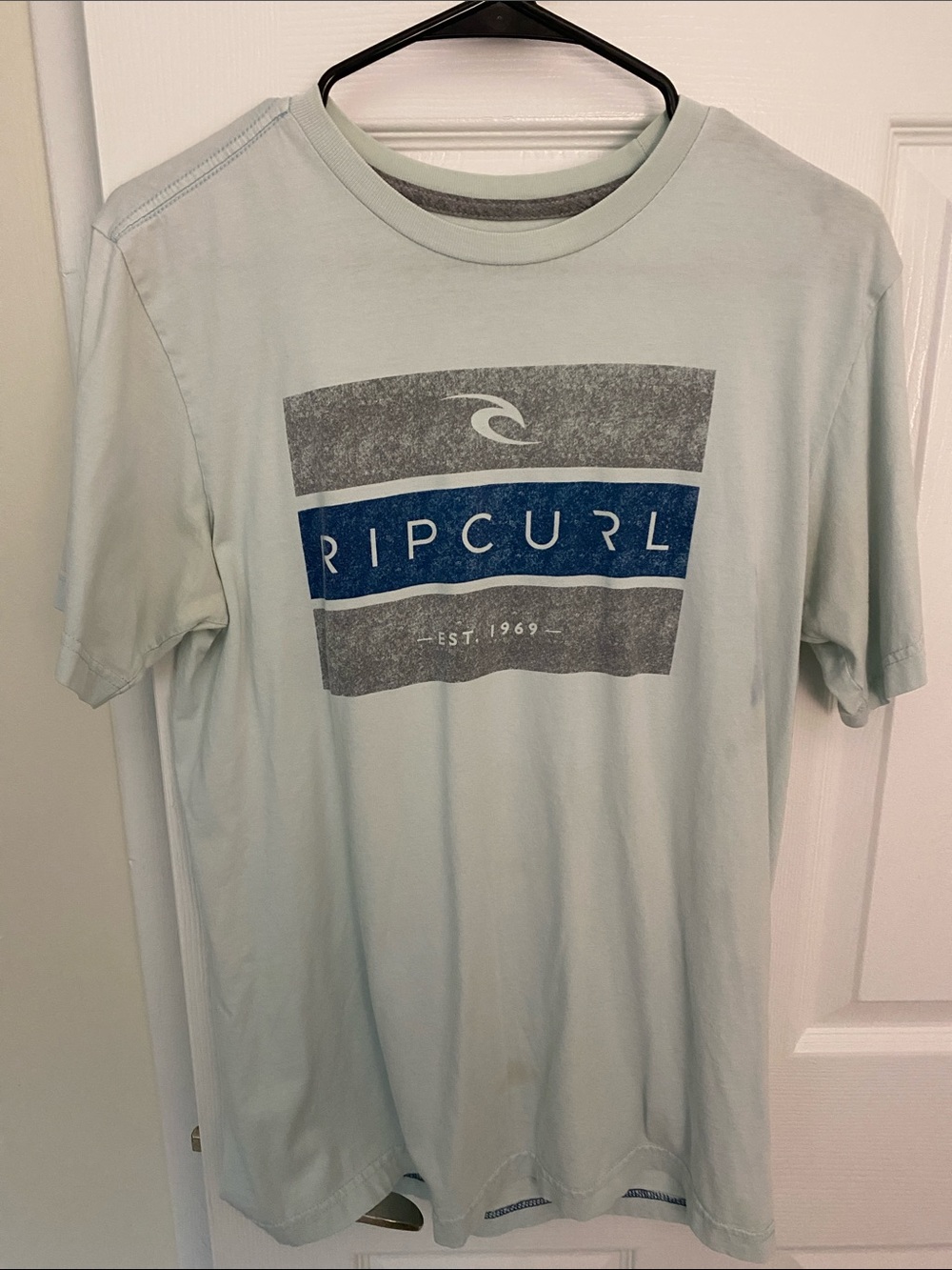 Rip Curl Light Sage Short Sleeve Tee with Blue Logo